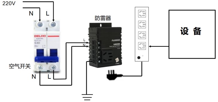 监控箱电源防雷器安装接线图 图片②.png