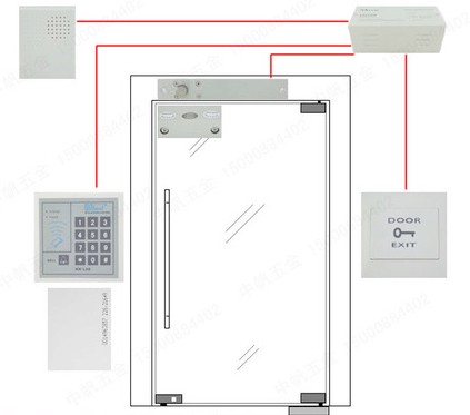 CU-K05单开玻璃门安装门禁示意图