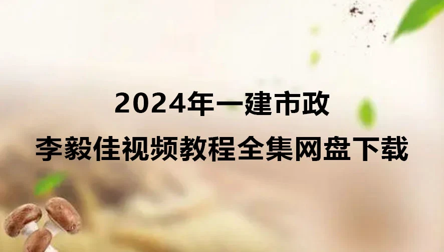 2024年李毅佳一建市政视频教程全集网盘下载