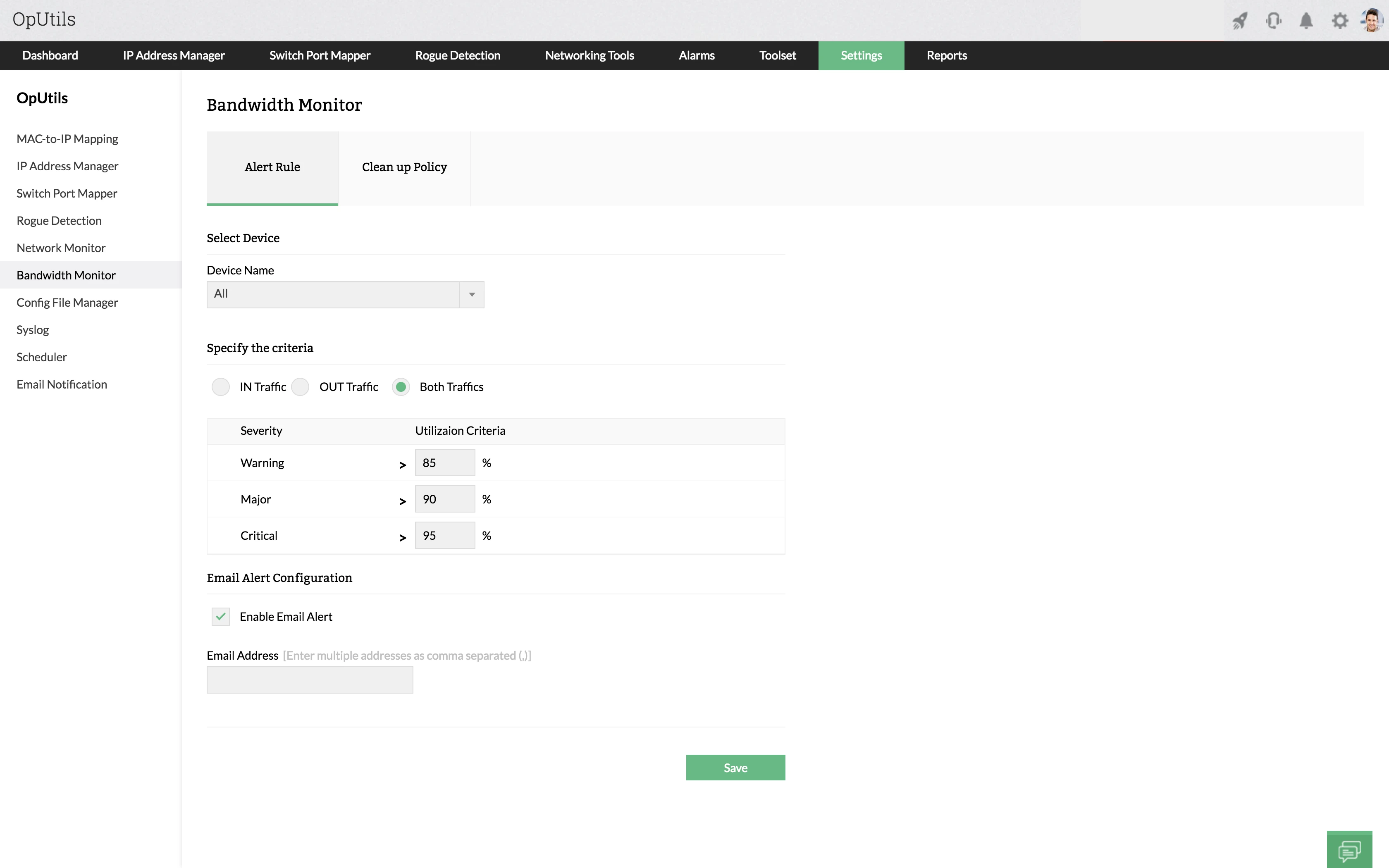 带宽监测,报警-带宽监测 - ManageEngine OpUtils